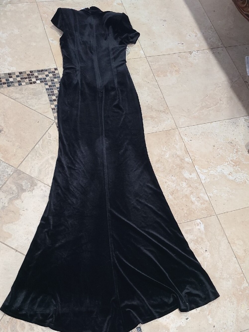 Mew Mews  Black Velvet Prom Dress with Pearl Beaded Bodice - Picture 10 of 14